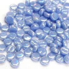 Pearlized Pale Blue 8 mm Round Recycled Glass Mosaic Tile - 4 mm thick -50 Tiles