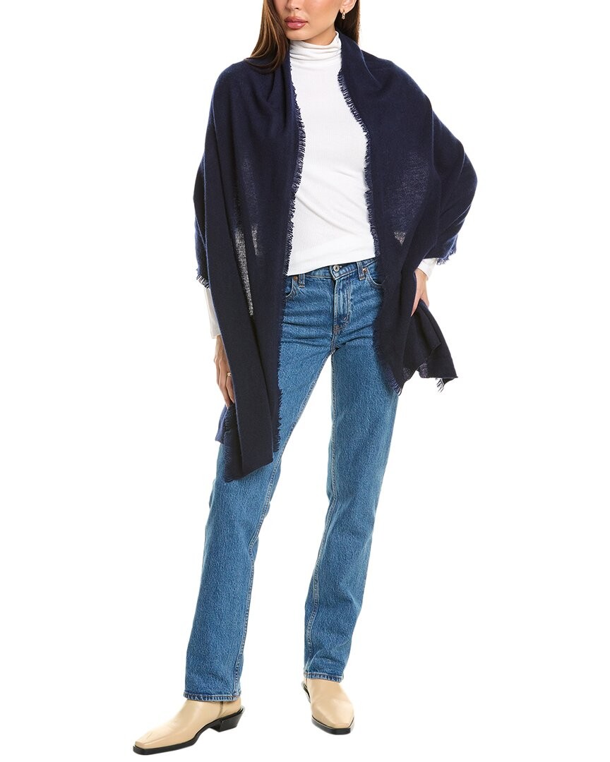 Amicale Cashmere Fringe Jersey Cashmere Travel Wrap Womens Blue 19290₽