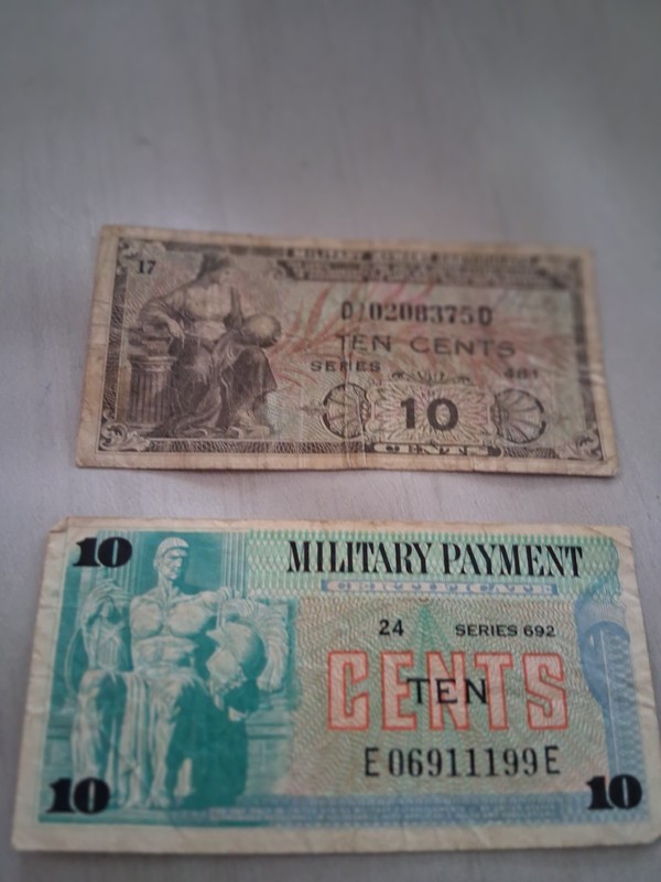 Lot of 2 Military Payment Certificate 10c . Great Collection