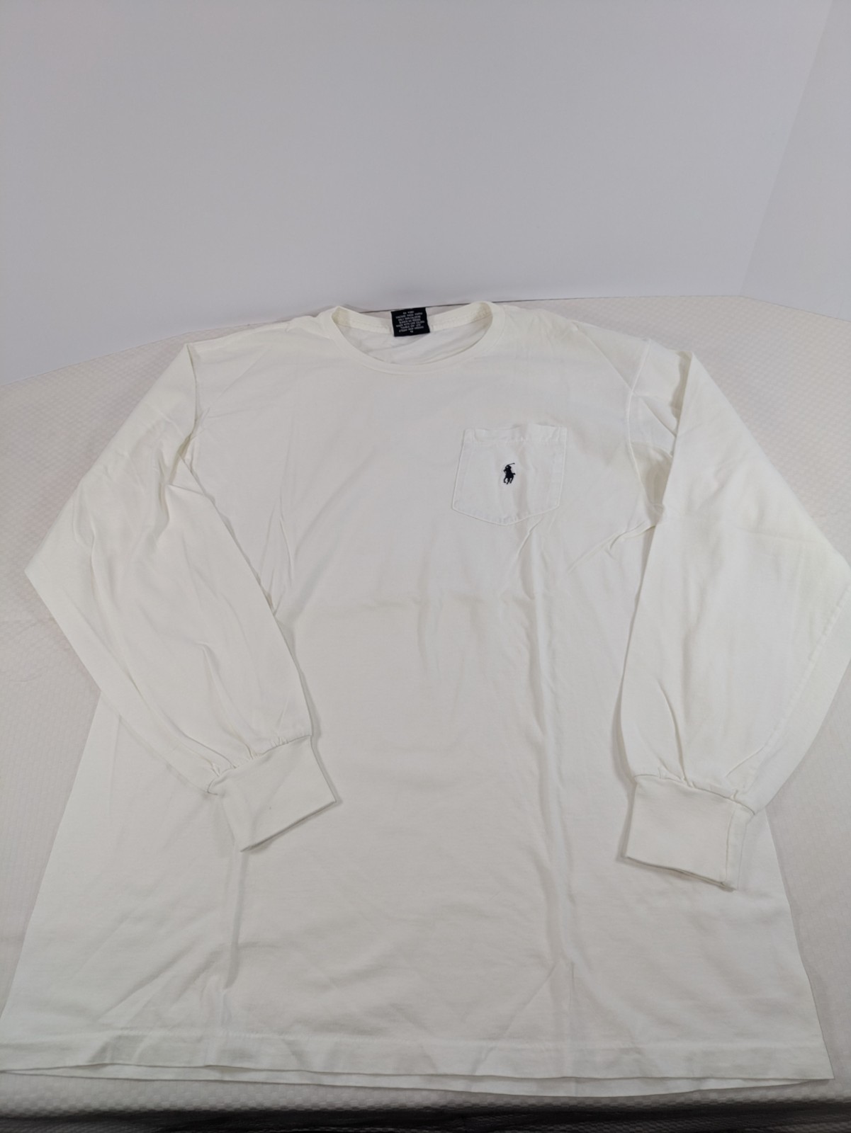 Polo vintage Ralph Lauren manica lunga uomo M media bianca piccola pony