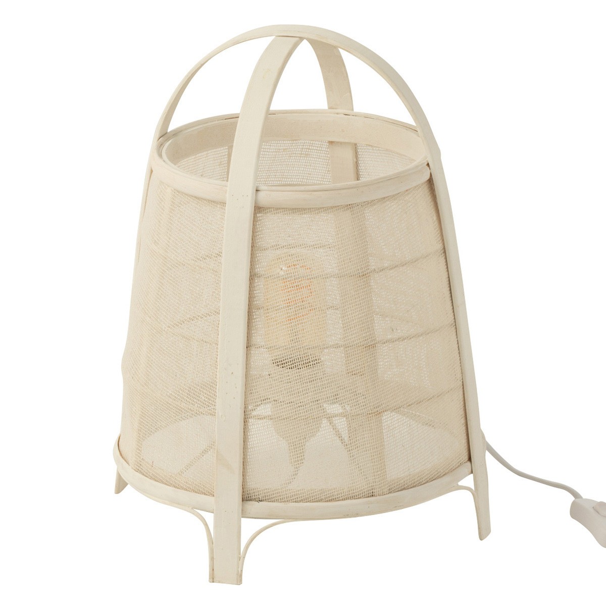 Lampe de table design Rya en bambou blanc 35cm luminaire chic
