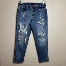 Judy Blue Jeans Womens 13/31 32x29 Blue Denim Boyfriend Fit Distressed