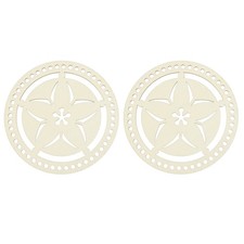 2Pcs Crochet Basket Base, 5.5" Wooden Basket Bottoms, Wood Color Cherry Flowers 