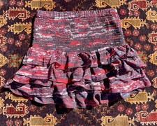 Isabel Marant Pour H M Silk Ruffle Skirt Size 14Y / Women's XS Red Print Mini