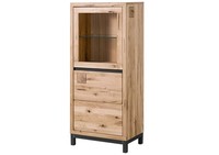 Massivholz Vitrine Klein Eisenrahmen Wildeiche Massiv GeöLt Wuchsrisse Softclose