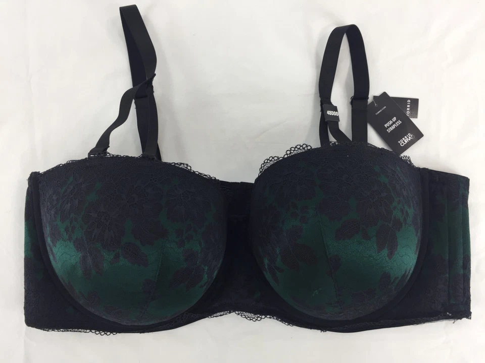 Torrid Curve Push-Up Strapless Bra 15568912 Black Green Size 48DDD New NWT - Image 2 of 4