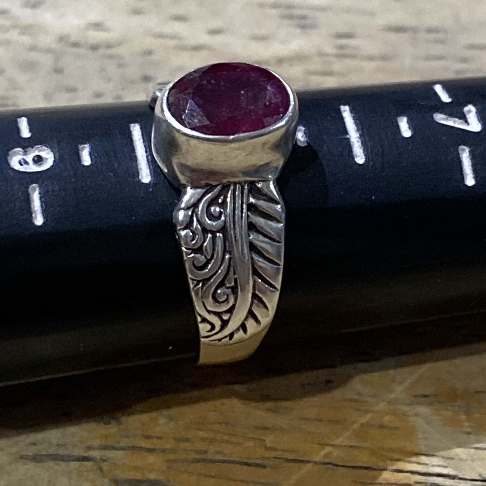 Ruby Ring, Silver Band - image 11