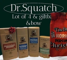 Dr. Squatch Lot of 4 Shampoo  Deodorant  Bar Soap & Big Lotion & Giftbag New!