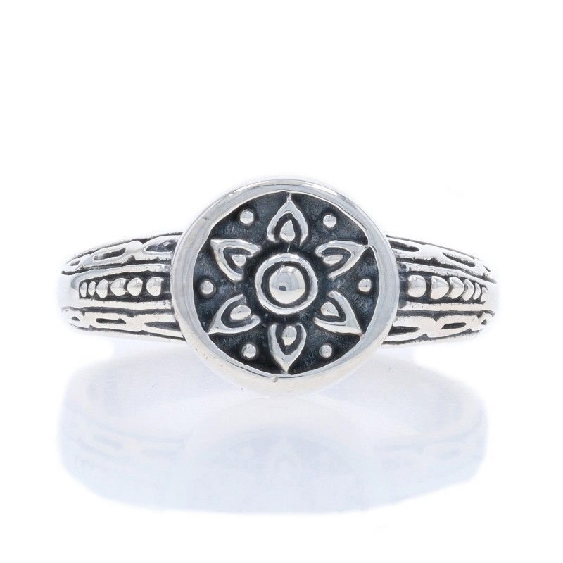 Sterling Silver Flower Statement Ring - 925 Bloss… - image 1