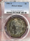 1881-S Morgan Silver Dollar $1 PCGS  Certified MS64 "EXOTIC" Colorful Toning