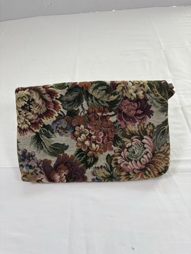 Vintage Blumen Gobelin Clutch Handtasche Handgelenktasche Grannycore Klapphandtasche - Bild 4 von 10