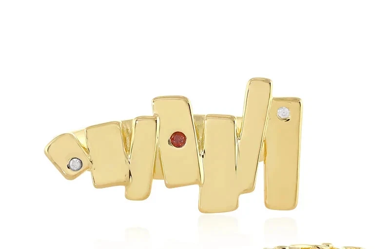 Incredibile Anello di Design Argento Sterling 925 con Zircone Champagne pl Oro - Immagine 2 di 4