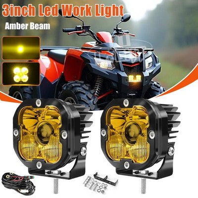 2×3'' Laser LED Driving Work Light Amber Spot Pods OffRoad Truck FOG Lamp ATV UTV