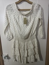 michael kors gold polka dot White dress