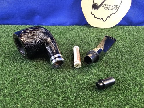 Cesare Barrentini Linia Wirebrushed Bent Black Unsmoked Briar Tobacco Pipe - Picture 8 of 14