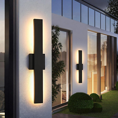 Modern 24W Waterproof LED Wall Light 2-Pack for Outdoor Use - Warm White