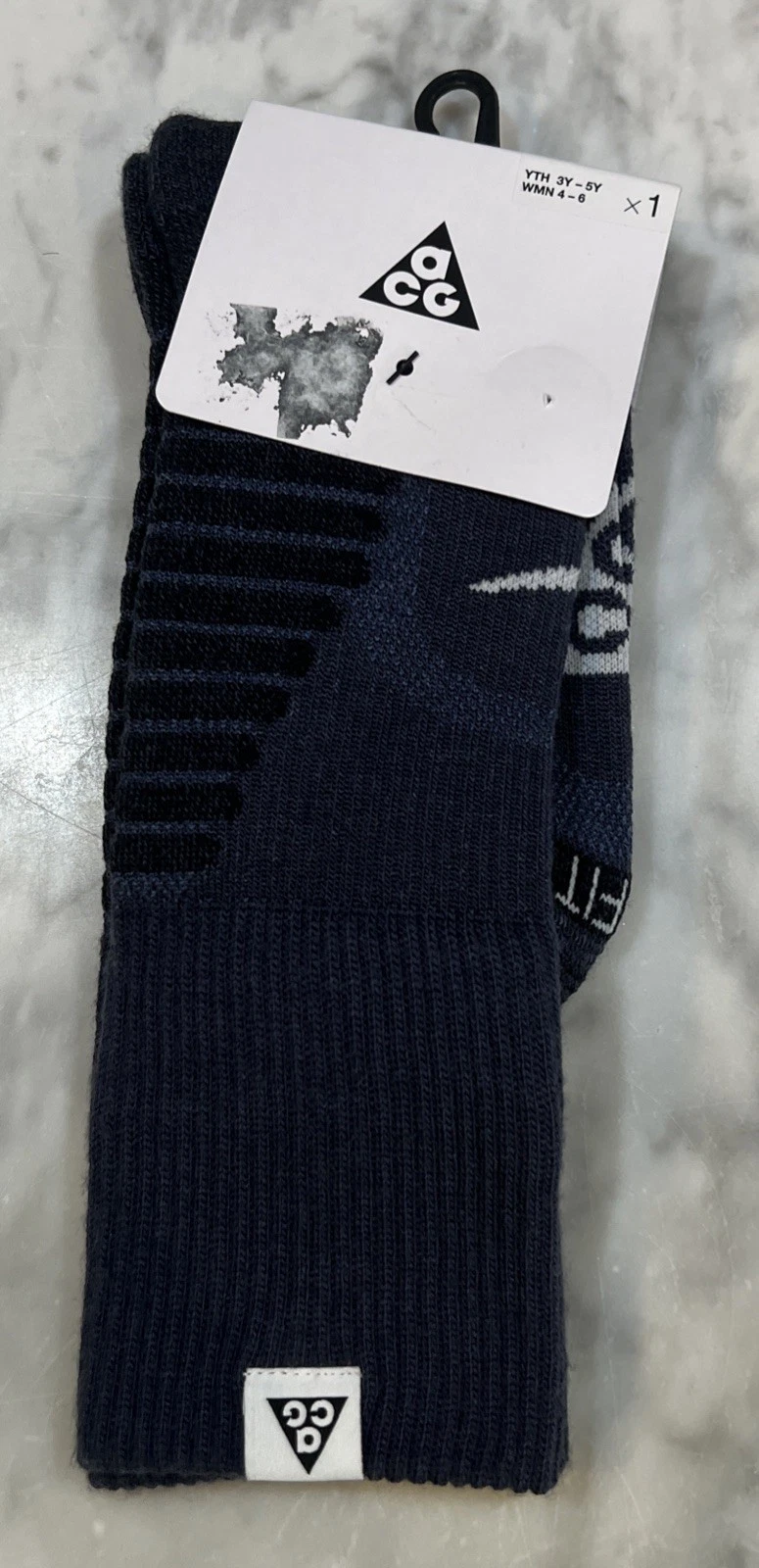 Nike ACG Outdoor Crew Socks Navy/Black #DV5465-001 Women Sz SM 4-6 Yth 3Y-5Y NWT