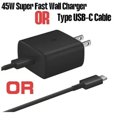 45W Wall Charger Fast Charge Adapter 2M USB C Type C Charging Cable Universal