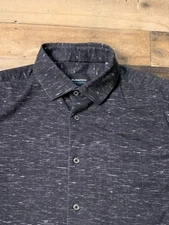 Bugatchi Shirt Mens Large Black Dressy 8 Way Stretch Abstract Ooohcotton Tech