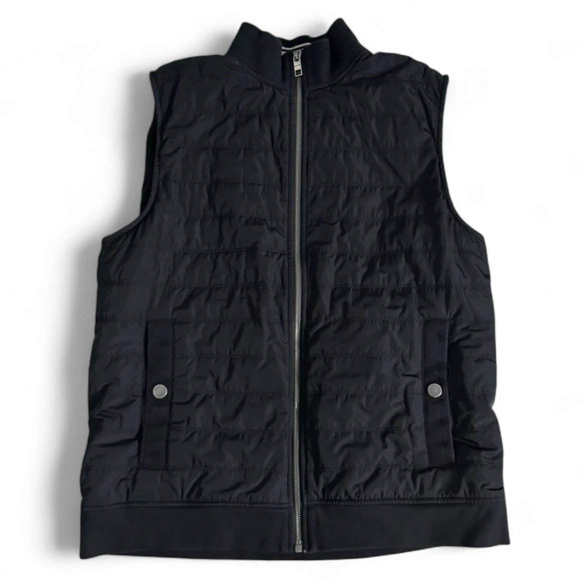 UNTUCKit Rebulo Vest Mens Medium Black Quilted Puffer Full Zip Lined Casual