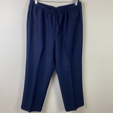 Alfred Dunner Pull On Pants Size 18W Solid Navy Straight Leg Stretch