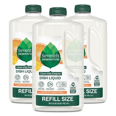 Seventh Generation Plant Based Dish Soap Refill 50 Fl Oz Pack Of 3 Clementine...