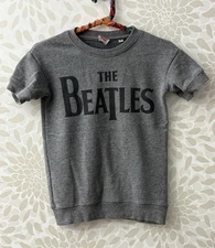 Junk Food Girl’s Boy’s M Gray Beatles Band Short Sleeve Sweatshirt Fleece Top