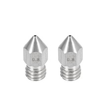 0.8mm 3D Printer Nozzle, Fit for MK8, for 1.75mm Filament Stainless Steel 2pcs