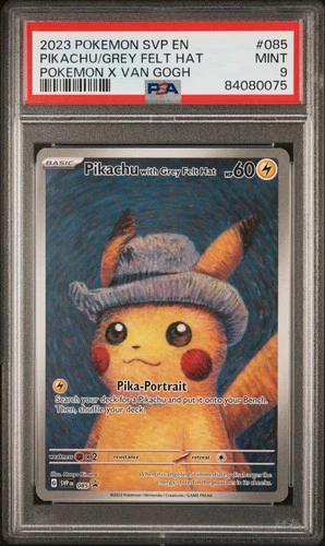 2023 POKEMON SVP POKEMON X VAN GOGH #085 PIKACHU WITH GREY FELT HAT PSA 9