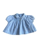 VINTAGE ~ PALE BLUE EMBROIDERED DRESS ~ SIZE 0/3M