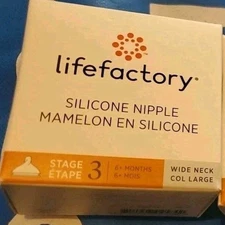 1-pk Lifefactory BPA-Free Stage 3 Wide Neck (6+ Months) Silicone Nipple LG8636