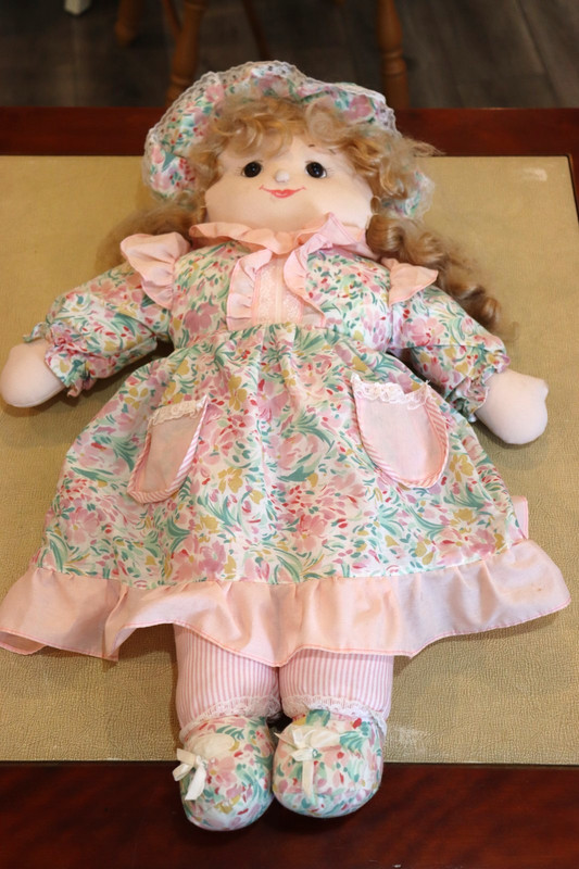 Vintage Cuddle Wit Doll Large 25” Rag Doll Curly Blonde Hair