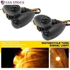 4x Smoked Lens Amber Front Rear Motorcycle Turn Signal Blinker Indicator Light