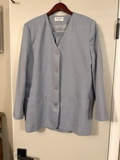Alfred Dunner Blazer Skirt Suit 2 Piece Womens Light Blue Gray SZ P14 Vintage