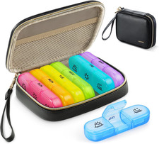 AUVON Weekly Pill Organizer 3 Times a Day, Large Pill Box 7 Day with a PU Leathe