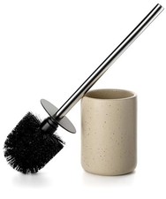 Ceramic Toilet Brush  Holder Set - Freestanding Deep-Cleaning Toilet 1 Sand