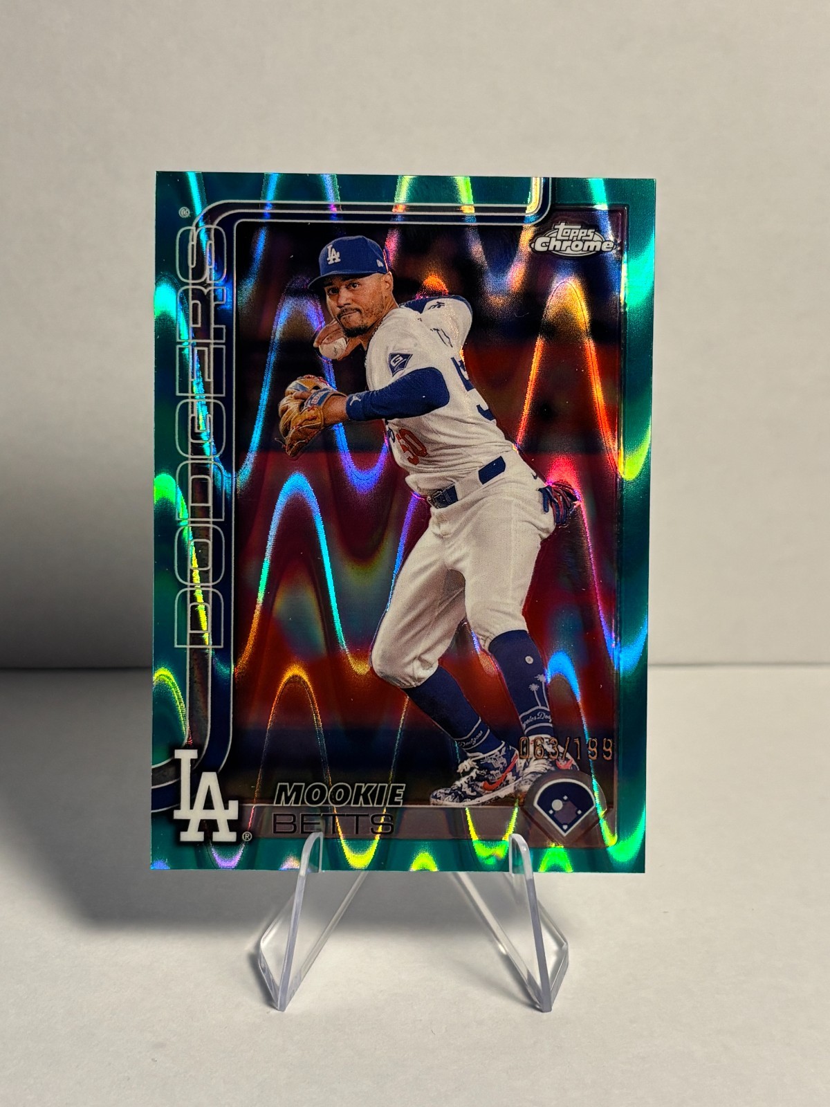 2025 Topps Chrome - Mookie Betts #50 Aqua Refractor #63/199