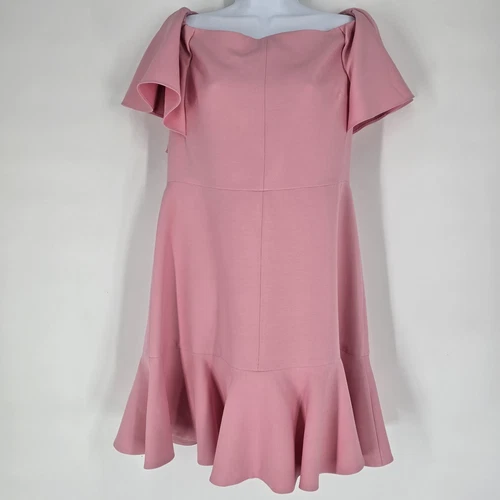 Mini abito Valentino rosa spalle scoperte orlo balza taglia 10