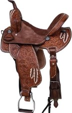 ME - Handcrafted Western Horse Saddle Dark Brown Floral Tooled Leather