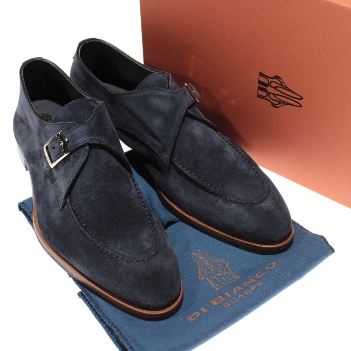 Di Bianco NWD Parma Single Monk Strap Dress Shoes Size 10 in Blue Suede