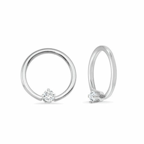 14k Solid Gold Seamless Ring With Prong Setting CZ Septum Helix Daith Conch - Picture 2 of 6