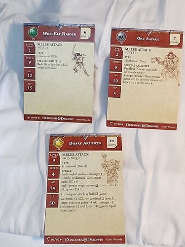 D&D Miniatures Wild Elf Rider #29, Orc Savage #57, & Dwarf Artificer #3 W Cards - Picture 8 of 9