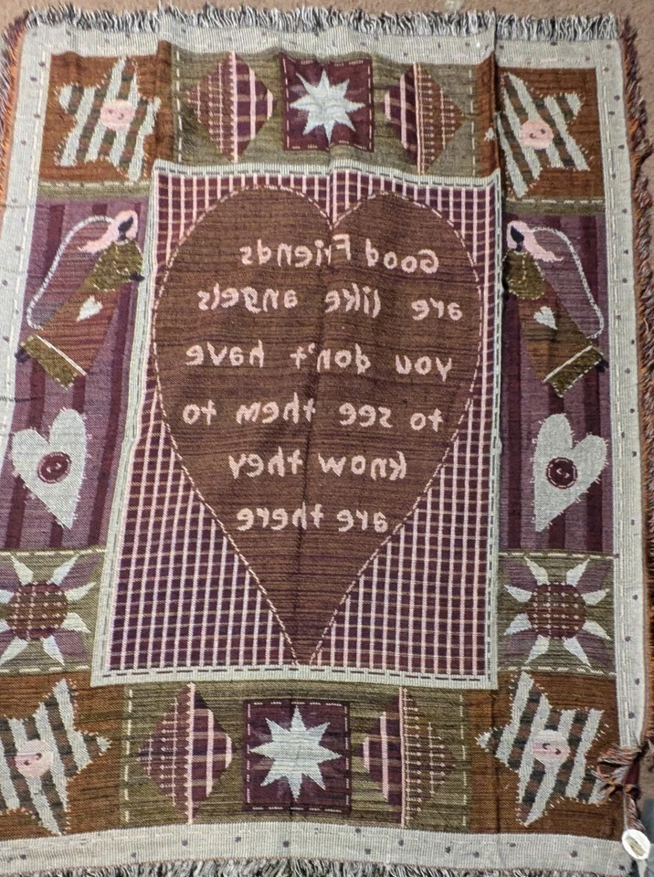 NEW Collections Etc “Friends are Like Angels”Tapestry Throw Blanket Patchwork - Image 3 of 4