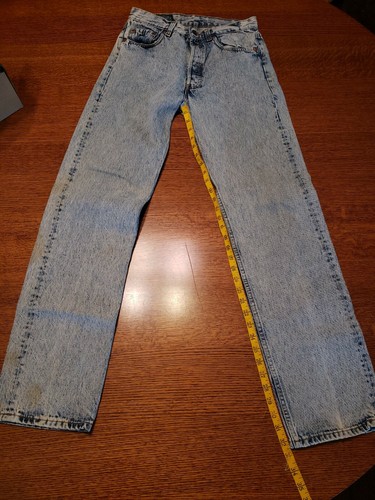 Vaqueros Levis 501 años 90 piedra lavado ácido botón mosca EE. UU. etiqueta vintage 31x34 desgastados  - Imagen 2 de 12
