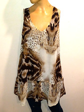 Show Me Your Mumu Womens Animal Print Sleeveless Flowy Lined Tunic Blouse Small
