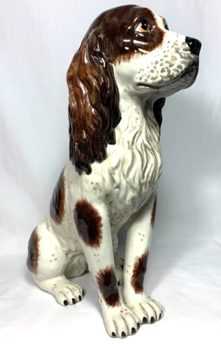 Large English Springer Spaniel Dog Figurine Sitting Patiently 17" - Picture 8 of 11
