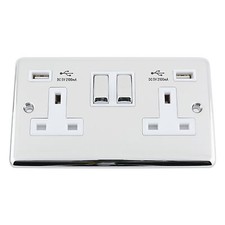 USB SOCKET 2 GANG - POLISHED CHROME CLASSIC