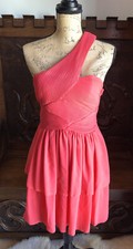H&M One Shoulder Coral Pink Evening Party Cocktail Dress Size 10 Holiday Prom