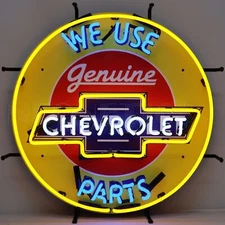 Genuine Chevrolet 'We use Parts' Neon Sign 24"x24"