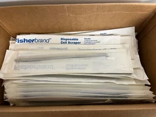 Box of about 50 FisherBrand Disposable Cell Scrapers 39cm long,  Cat# 08-100-242